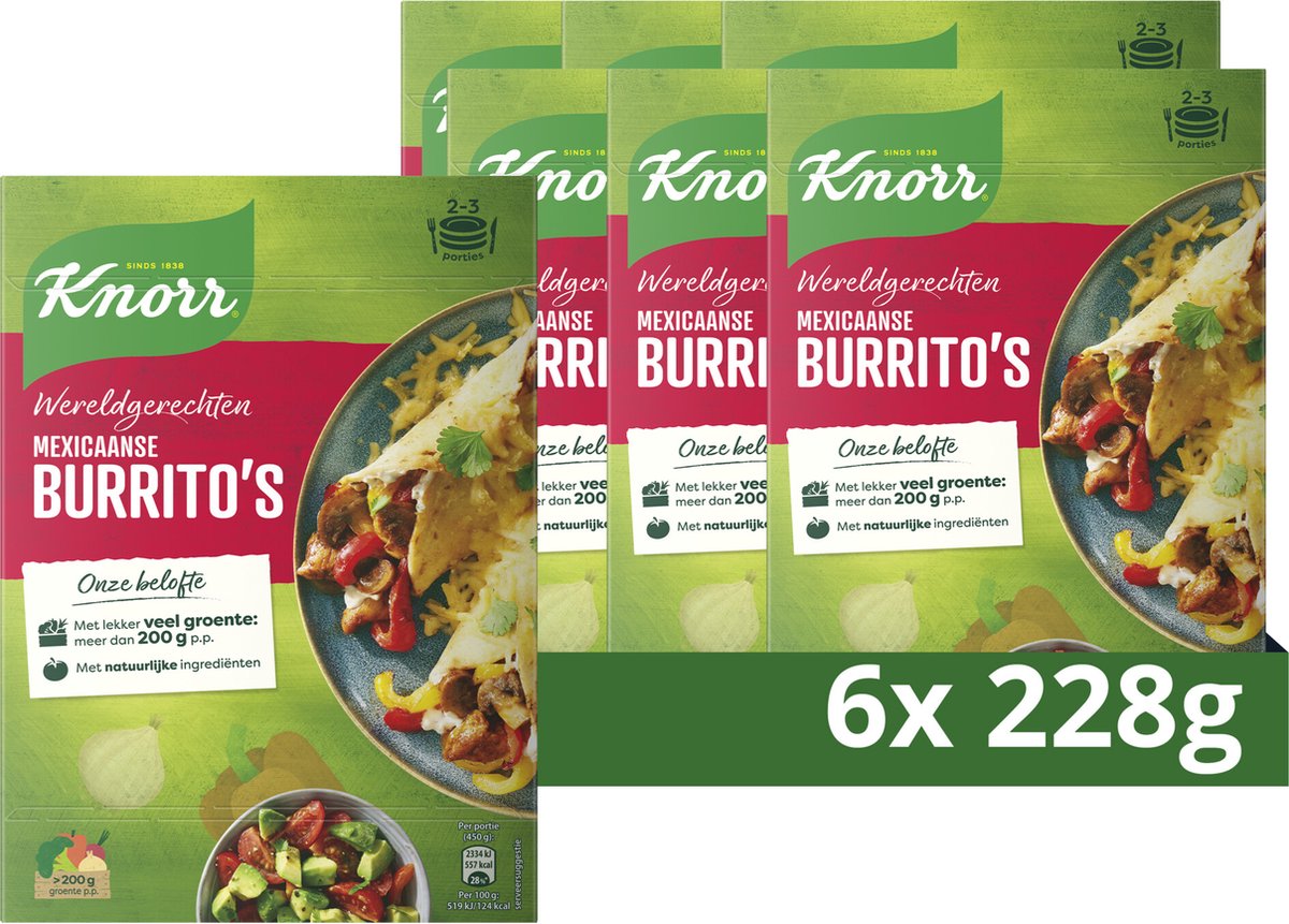 Knorr World Dishes Forfait repas burritos mexicains - 6 x 228 g - pack économique