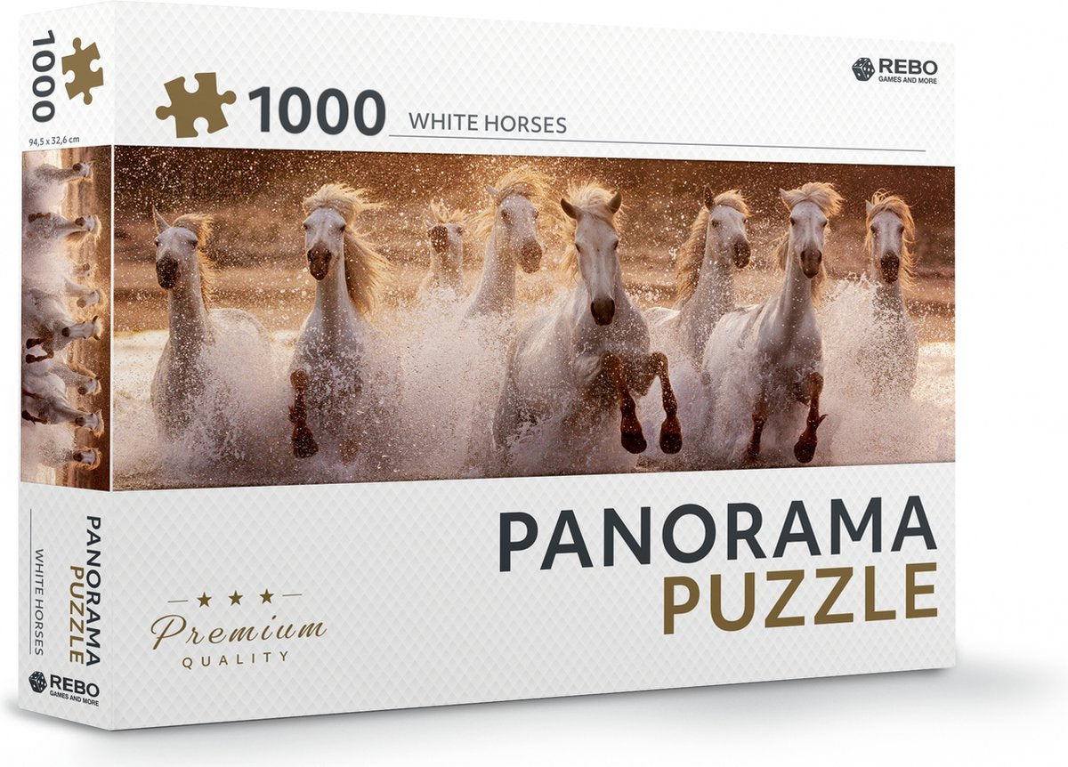 Rebo productions puzzle chevaux blancs panorama 1000 pièces