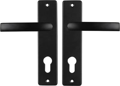 Poignée de porte Starx noire - ferrures de porte - bouclier de porte pour cylindre profilé (pc72) - bloc de poignée de porte