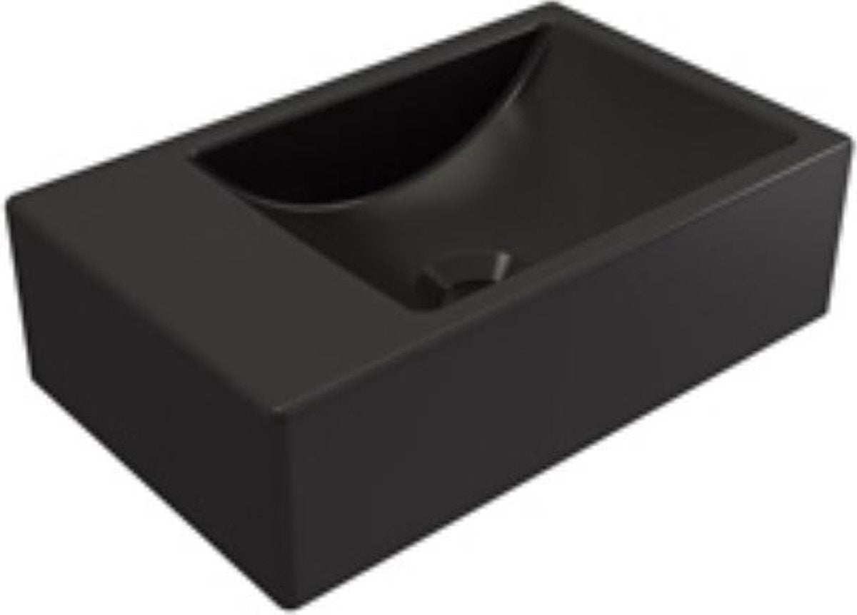 Plieger Houston fontaine droite sans trou pour robinetterie 37x23cm noir mat