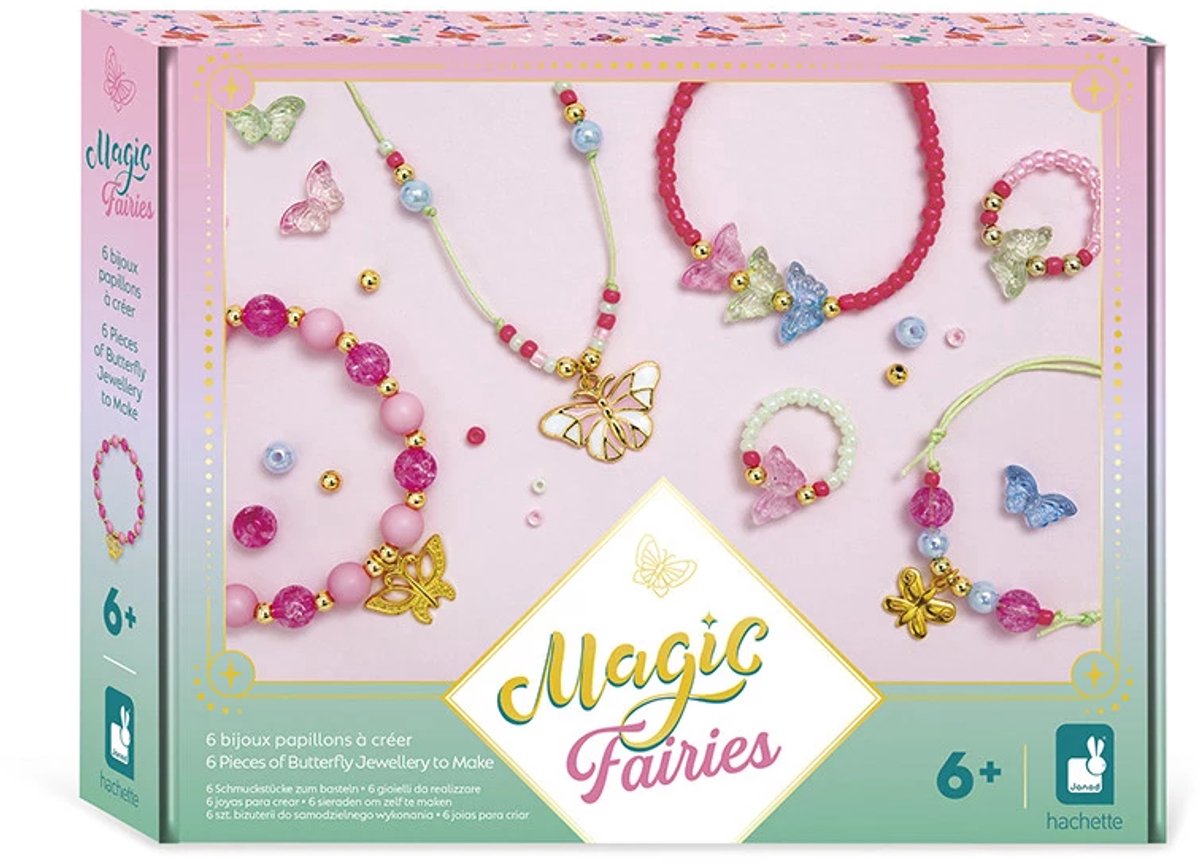 Janod - fées magiques - paquet créatif - 6 bijoux papillons - paquet bricolage