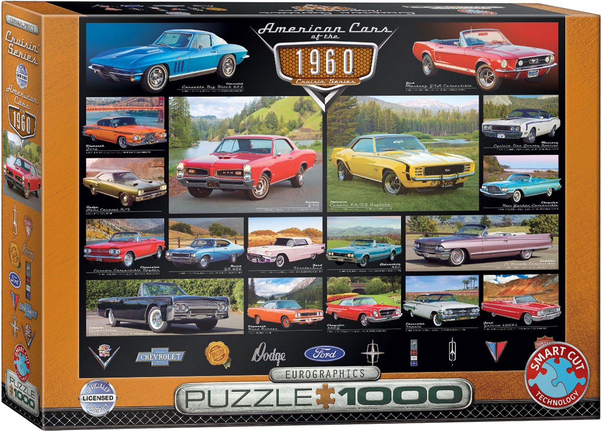 Puzzle Eurographics Voitures américaines des années 60 - 1000 pièces