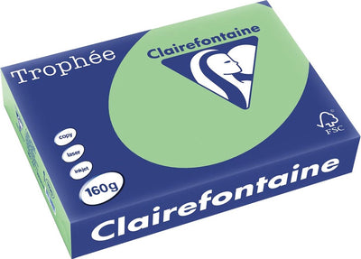 Clairefontaine trophée pastel, papier coloré, a4, 160 g, 250 feuilles, vert naturel