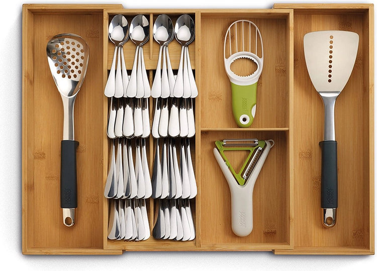Joseph joseph range-couverts extensible bambou grand - tiroir - marron - compartiments de tri | durable | extensible | antidérapant