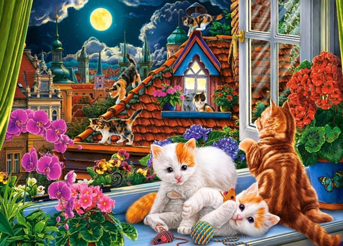 Puzzle Castorland 180 pièces - chats sur le toit, 7+ ans