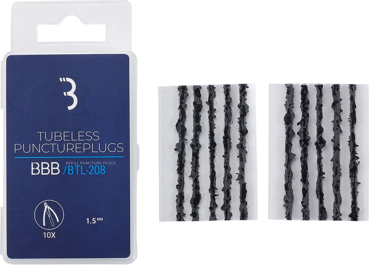 Bouchons de crevaison vélo Bbb - bouchons de réparation tubeless - 10 pièces - 1,5 mm - btl-208