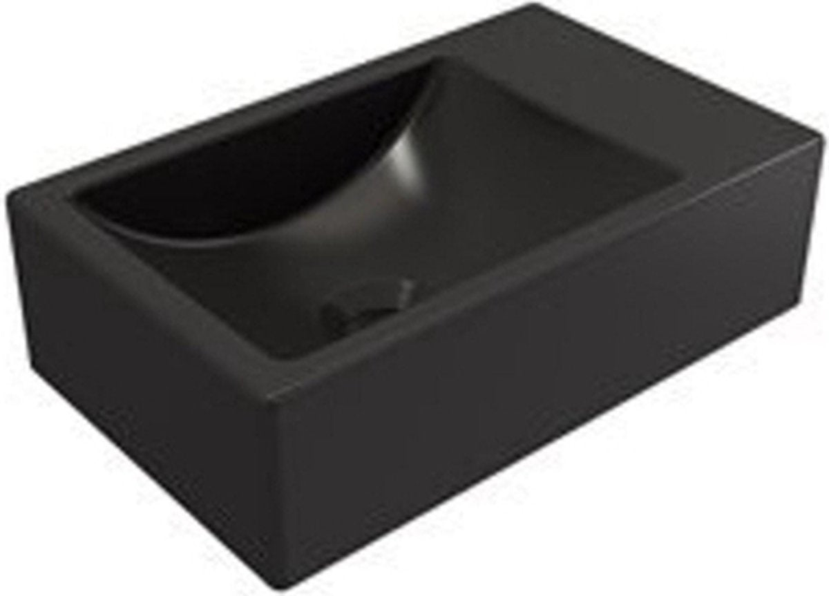 Plieger Houston fontaine gauche sans trou pour robinetterie 37x23cm noir mat
