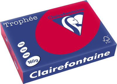 Clairefontaine trophée intense, papier coloré, a4, 160 g, 250 feuilles, rouge cerise