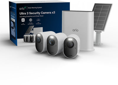 Caméra de sécurité Arlo ultra3 4k + panneau solaire - kit 3 caméras (y compris hub intelligent)