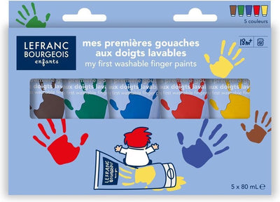 Lefranc bourgeois paris lefranc bourgeois mon premier coffret de peinture au doigt gouache lavable – classique 5×80 ml | peinture au doigt pour les enfants à partir de 18 mois