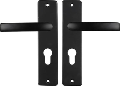 Poignée de porte Starx noire - ferrures de porte - bouclier de porte pour cylindre profilé (pc55) - bloc de poignée de porte