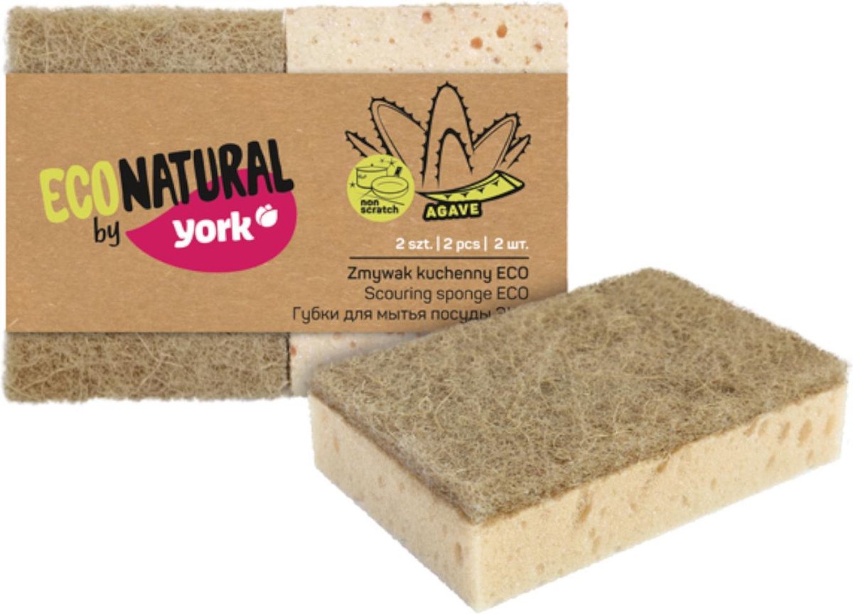 York éponge de nettoyage 2 pièces eco naturelle dédiée à un lavage plus efficace