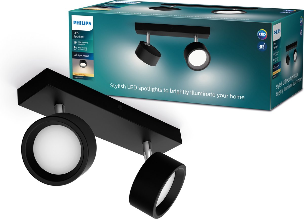 Philips LED Philips Bracia Bar noir 27k 2x5,5w 27k