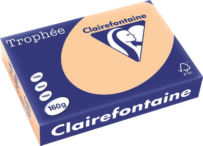 Clairefontaine trophée pastel, papier coloré, a4, 160 g, 250 feuilles, abricot