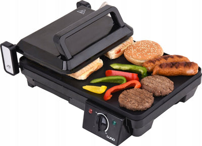 Plaque de cuisson électrique pour gril de table électrique professionnel Lund - appareil de gril - plaque de gril - 40,5 x 25 cm - 2000 W - noir