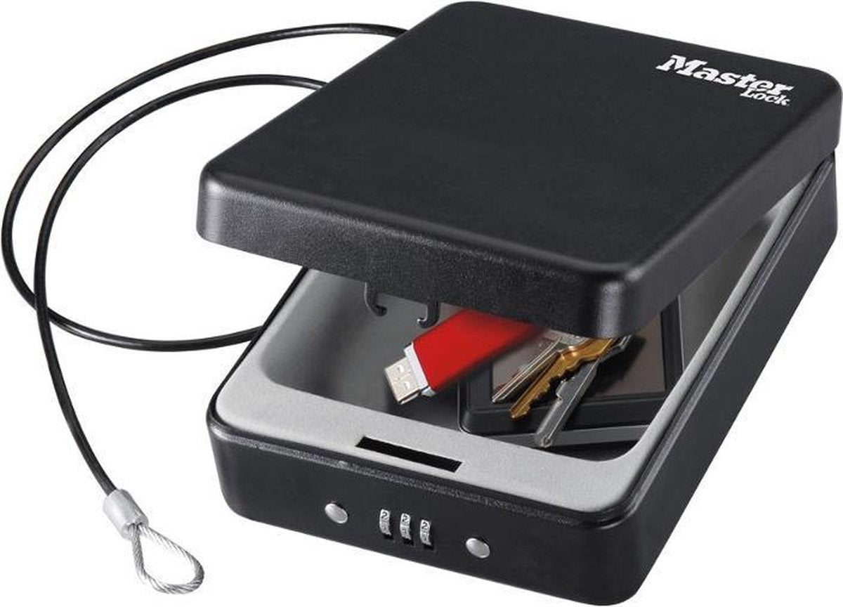 Coffre-fort numérique portable Masterlock avec câble - p005ceurblkhro p005ceurblkhro