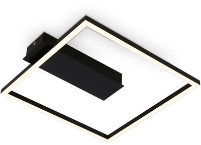B.k.licht briloner - plafonnier cadre LED - plafonnier avec lumière blanc chaud - 3000k - 12w - 1400 lm - 32x30x5 cm - noir