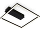 B.k.licht briloner - plafonnier cadre LED - plafonnier avec lumière blanc chaud - 3000k - 12w - 1400 lm - 32x30x5 cm - noir