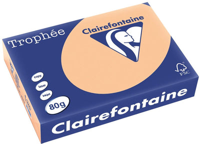 Papier coloré Clairefontaine trophée, a4, 80 g, 500 feuilles, abricot