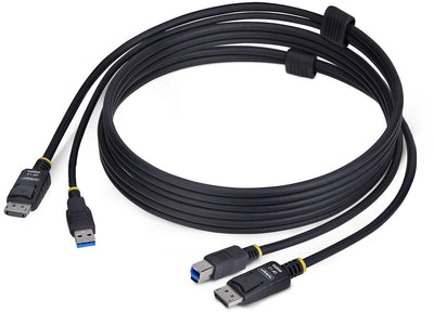Startech .com Port d'affichage 1,8 m et câble KVM USB, 5 Gbit/s, 4K 60 Hz, HDR10, DP 1.2 et câble combiné USB pour commutateurs KVM