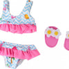 Bikini de poupées Heless avec pantoufles flamants, 28-35 cm