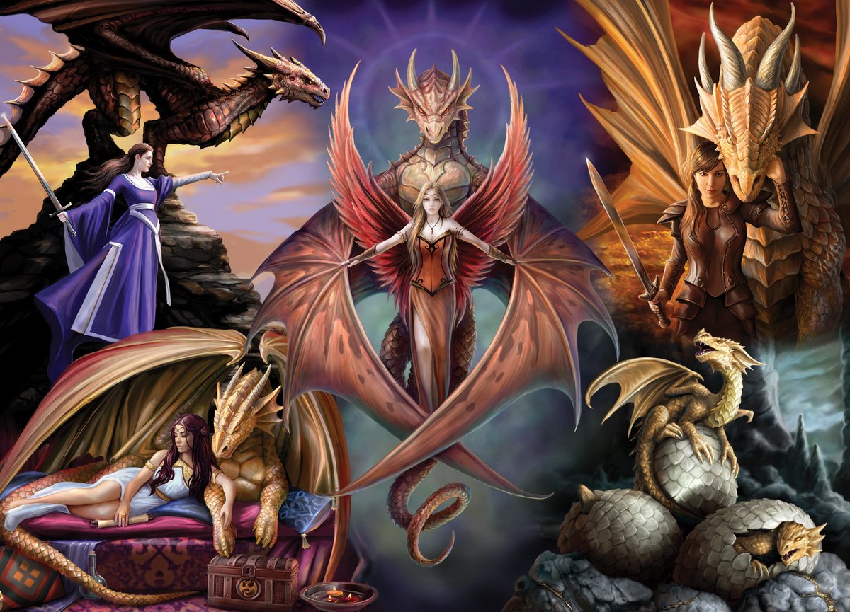 Puzzle Bluebird Puzzle Anne Stokes - Communauté de dragons - 1000 pièces.