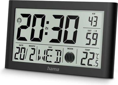 Horloge murale Hama - Martinique - radio pilotée - thermo-hygromètre - noire