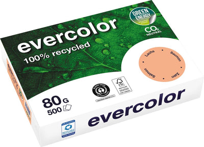 Clairefontaine evercolor, papier recyclé coloré, a4, 80 g, 500 feuilles, saumon