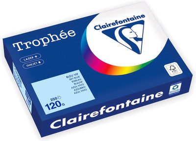 Clairefontaine trophée pastel, papier coloré, a4, 120 g, 250 feuilles, bleu