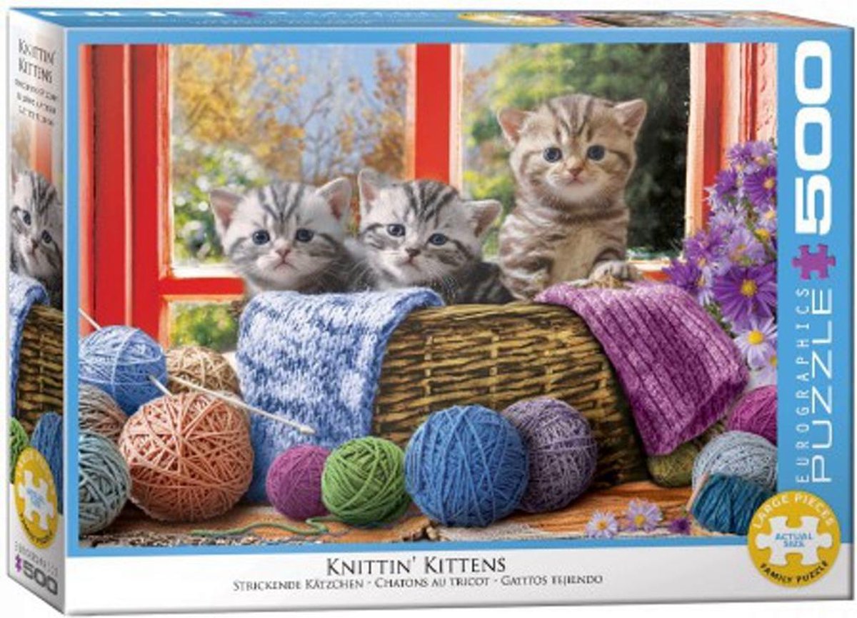 Eurographics - chatons à tricoter [chatons à tricoter] - 500 pièces xl 68×48cm (l×h) - puzzle familial