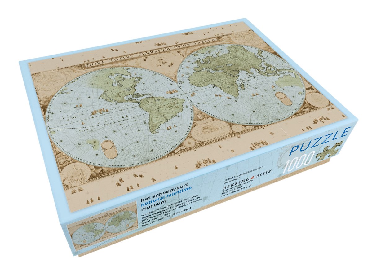 Puzzle Bekking blitz (1 000 pièces) : carte murale du monde par Joan Blaeu, Musée Maritime