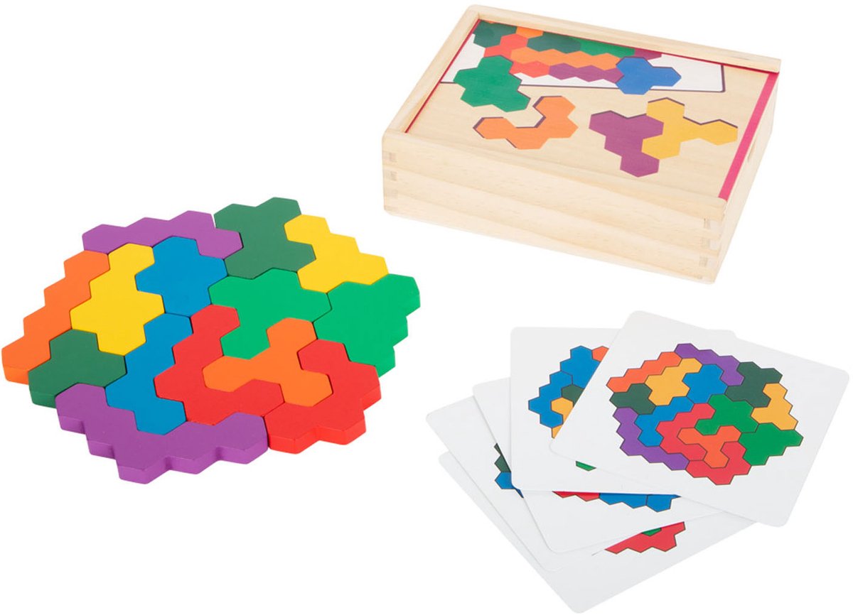 Petit pied de forme en bois hexagone