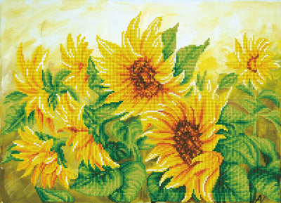 Diamond dotz® - peinture diamant adultes - fleurs - tournesols 41 x 57cm - pierres rondes - paquet complet