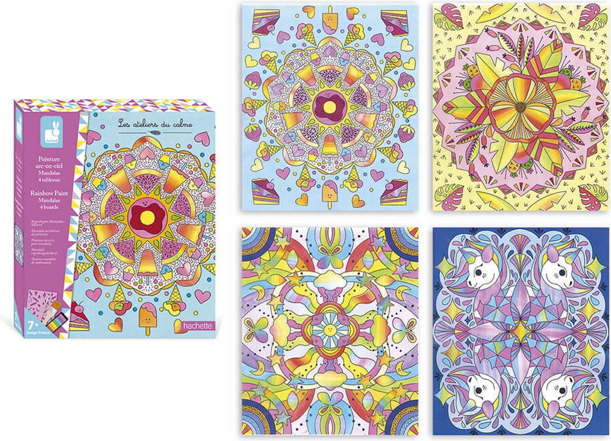Janod - les ateliers du calme - peinture mandalas arc-en-ciel - coffret bricolage