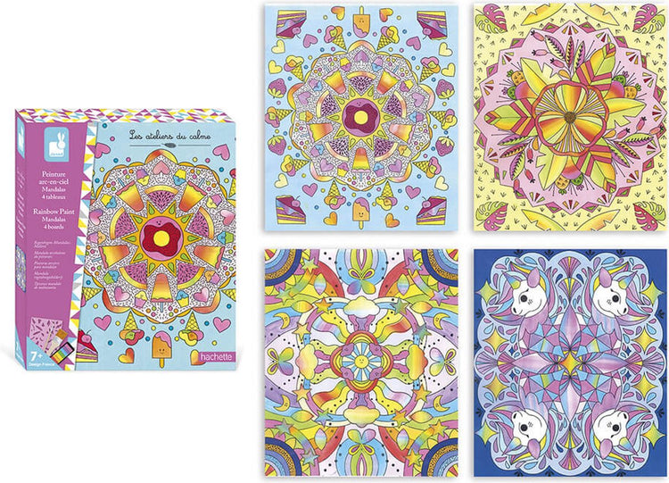 Janod - les ateliers du calme - peinture mandalas arc-en-ciel - coffret bricolage