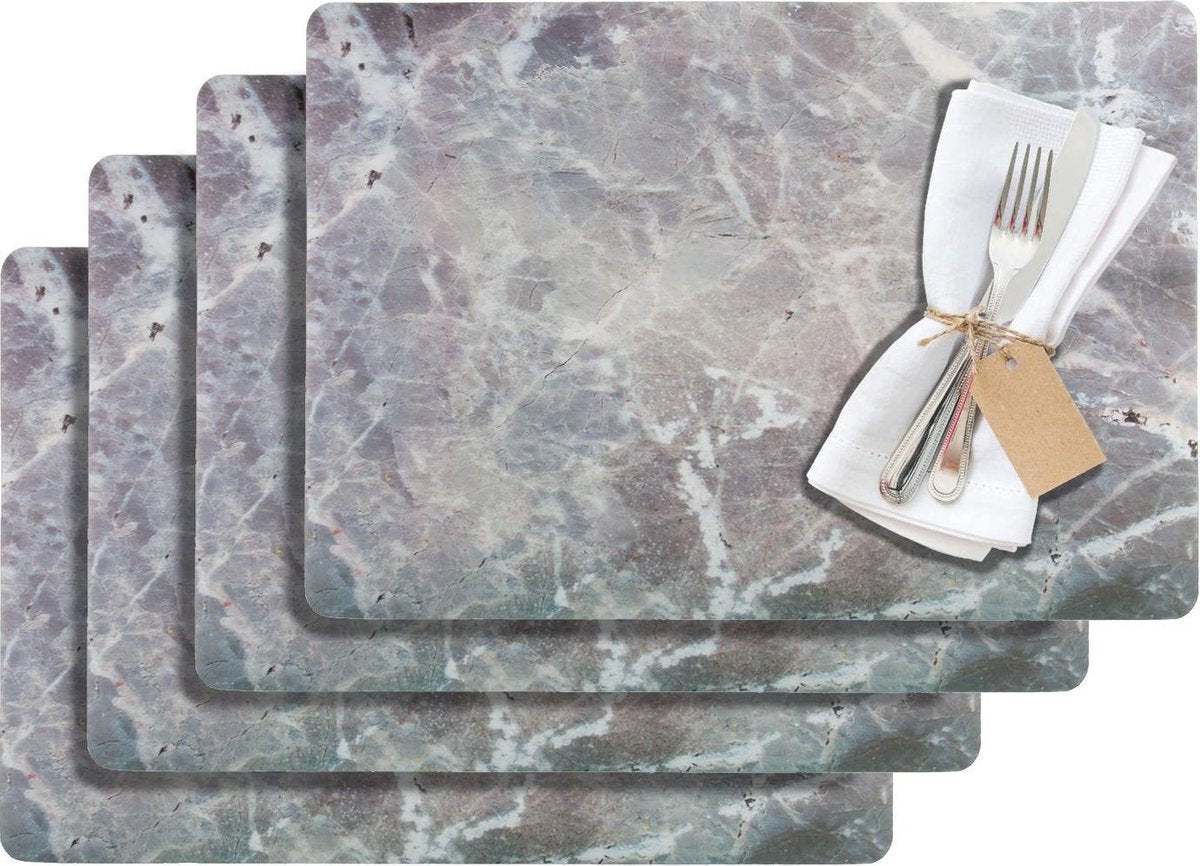 Set de table Westmark, set 4 pièces, collection saleen marbre - gris - 43,5 x 30 cm
