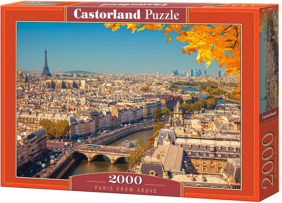 Castorland paris vu d'en haut – puzzle – 2000 pièces – finition satinée – ajustement parfait – qualité européenne