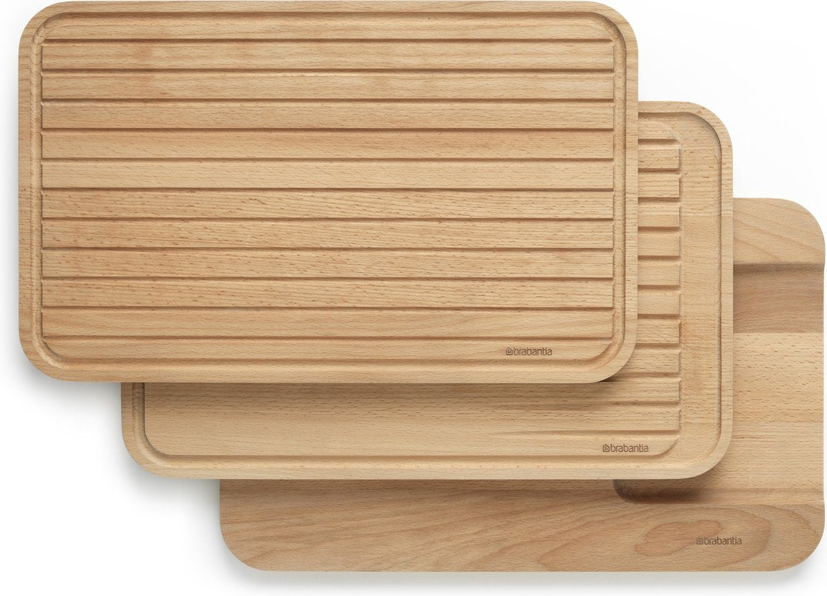 Planches à découper en bois profilé Brabantia - ensemble de planches à découper 3 pièces