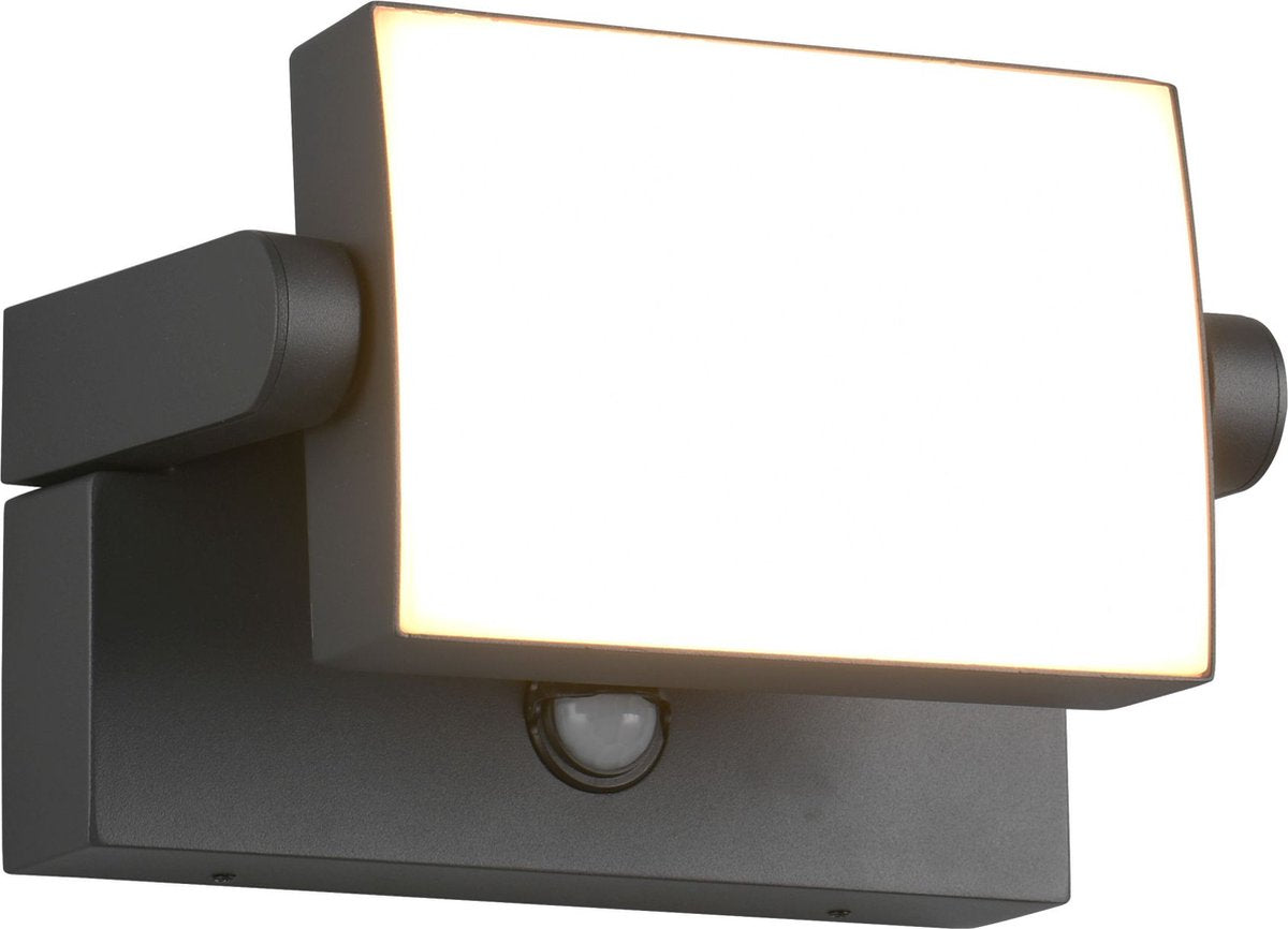 Trio kansas - applique - anthracite - incl. 1x smd 10w - détecteur de mouvement - inclinable - éclairage extérieur - ip54