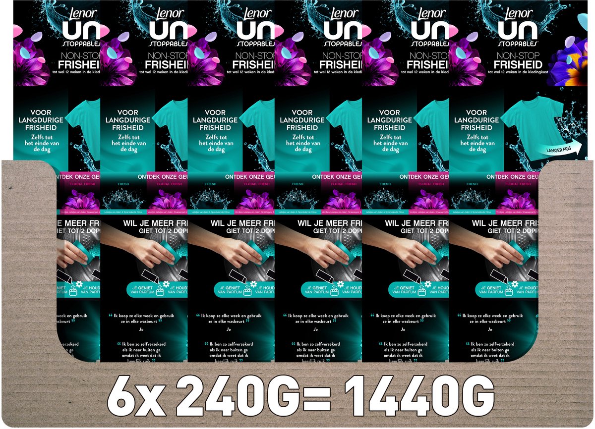 Lenor Unstoppables Booster de Parfum Parfum Frais - 6 x 240 grammes - Parfum de lavage