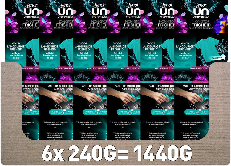 Lenor Unstoppables Booster de Parfum Parfum Frais - 6 x 240 grammes - Parfum de lavage