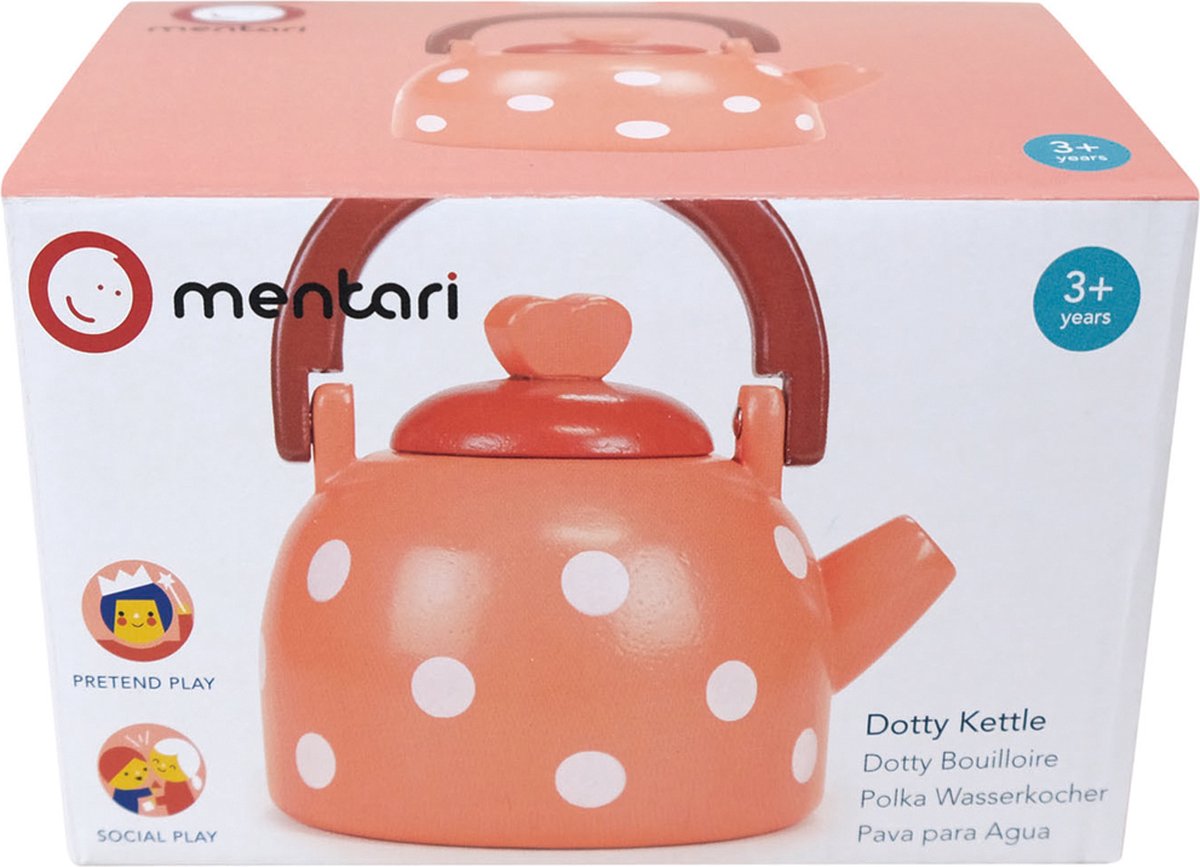 Cuisine Mentari - bouilloire sifflante dotty - 10x8x11cm - bois - 3 ans
