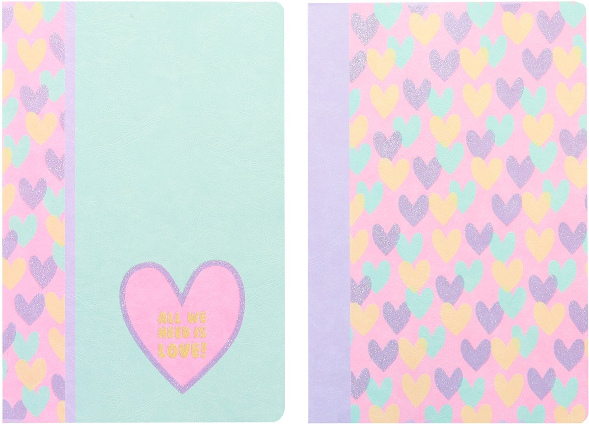 Carnets Kangaro - b'log coeurs - format A5 - avec trait - 2 pièces - an-124170-a