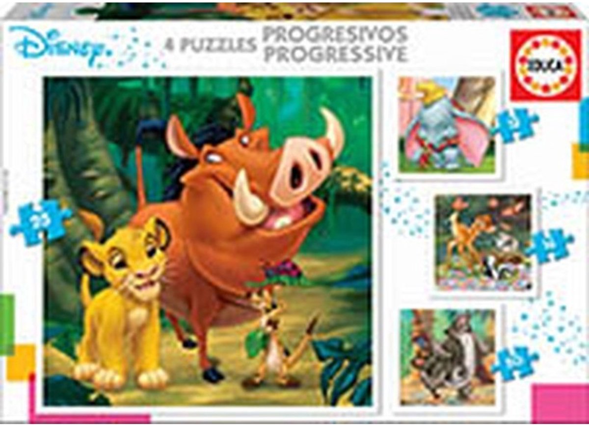 Educa - 4 puzzles - 9 à 25 pièces - Animaux Disney