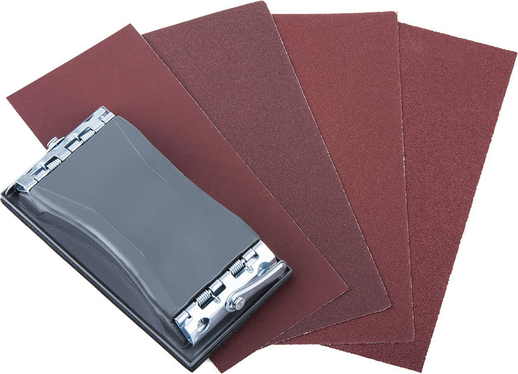 Wolfcraft - jeu de papier de verre incl. bloc de ponçage manuel - 41 pièces - grain 60 80 120 180 - 2877000