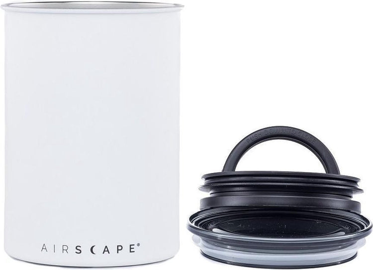 Conception planétaire - paysage aérien - koffiebonen - voorraadpotten - lucht dicht - koffie - staal - mat wit - 500 grammes