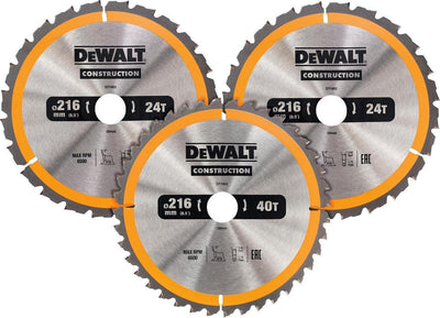 Accessoires Dewalt dt1962 | lame de scie circulaire | 216x30mm | Paquet de 3 - dt1962-qz