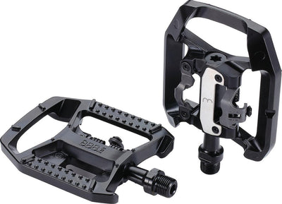 Pédales VTT Bbb Cycling - Dualchoice - Pédales de vélo combinées : Pédale à plateforme antidérapante SPD - Pédales SPD avec crampons - Noir - BPD-61