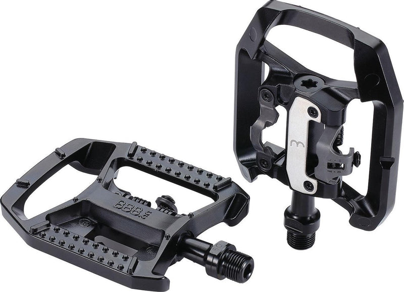 Pédales VTT Bbb Cycling - Dualchoice - Pédales de vélo combinées : Pédale à plateforme antidérapante SPD - Pédales SPD avec crampons - Noir - BPD-61