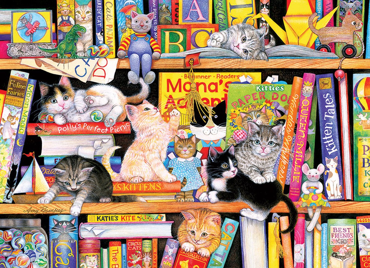 Famille de puzzles Cobble Hill : chatons à l'heure du conte 350 pièces